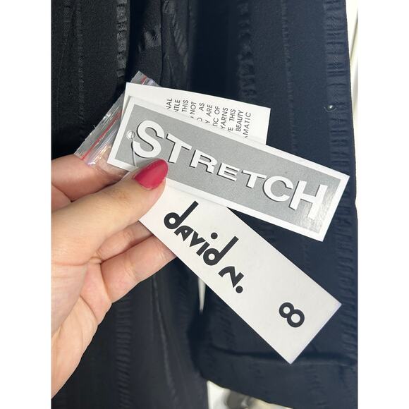 Vintage David N Jacket Size 8 Black Textured Striped Whimsygoth Office NWT - Picture 8 of 9